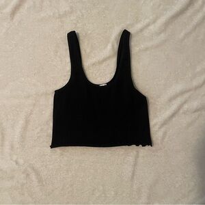 Bozzolo Black Fitted Crop Tank Top
